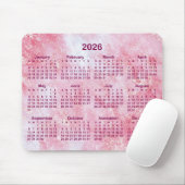 Pink Glitter Marble 2026 Calendar Mousepad (Mit Mouse)