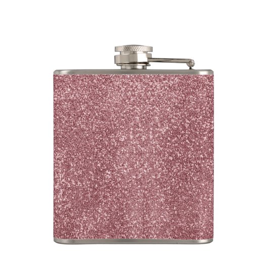 Pink Glitter Monogram Flask Chic Flachmann (Rückseite)