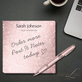 Pink Glitter Monogram Personalized Name Post-it Klebezettel
