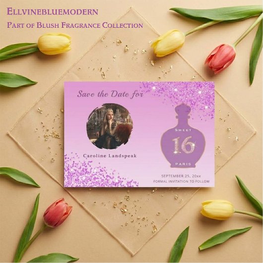 Pink Glitter Paris Duftstudio Sweet 16 Save The Date
