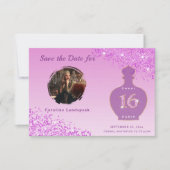 Pink Glitter Paris Duftstudio Sweet 16 Save The Date (Vorderseite)