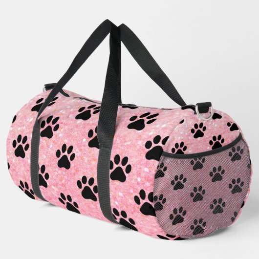 Pink Glitter Paw Print Pet Bag Duffle Bag (Rechte Ecke)