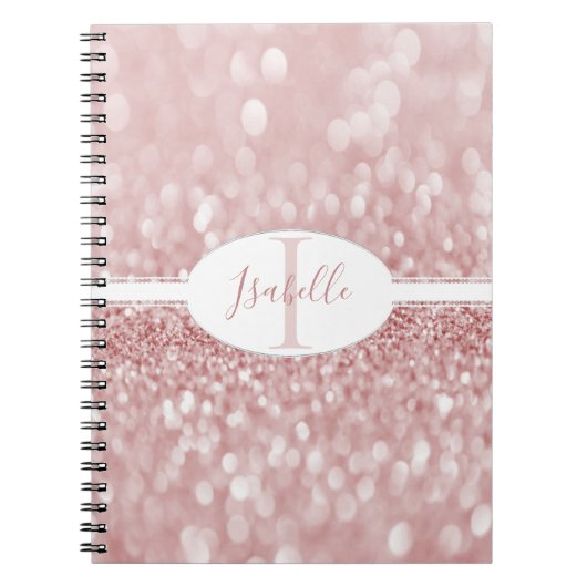 Pink Glitter Personalize Notebook Notizblock (Vorderseite)