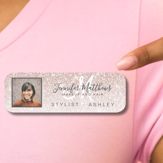 Pink Glitter Photo Business Logo Makeup Hair Salon Namensschild