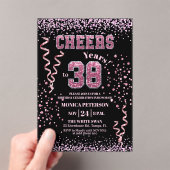 Pink Glitter Rhinestones 38th Birthday Party  Acryleinladungen (Insitu (Handheld))