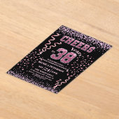 Pink Glitter Rhinestones 38th Birthday Party  Acryleinladungen (Ablage )