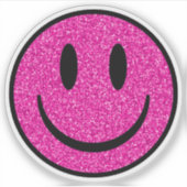 Pink Glitter Smile Face Custom-Cut Vinyl Stickers Aufkleber (Vorderseite)