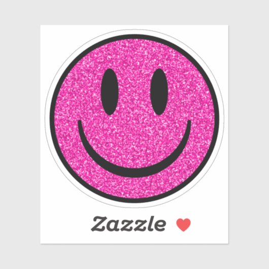 Pink Glitter Smile Face Custom-Cut Vinyl Stickers Aufkleber (Blatt)