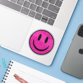 Pink Glitter Smile Face Custom-Cut Vinyl Stickers Aufkleber (Laptop mit iPhone)