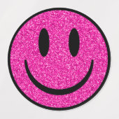 Pink Glitter Smile Face Etiketten (Design 2)