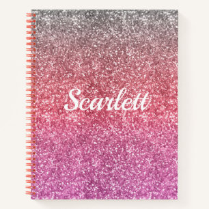 Pink Glitter & Sparkle Ombre Monogramm Notizblock