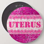 Pink Glitter & Spitze GOP Gebärmutter Besessenheit Button (Vorne & Hinten)