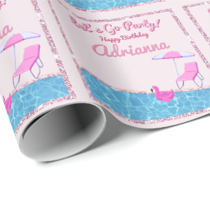 Pink Glitter Strandparty Geschenkpapier