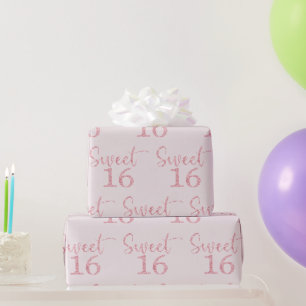 Pink Glitter Sweet 16 Geschenkpapier
