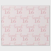 Pink Glitter Sweet 16 Geschenkpapier (Flach)