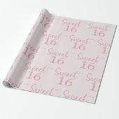 Pink Glitter Sweet 16 Geschenkpapier (Ungerollt)