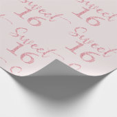 Pink Glitter Sweet 16 Geschenkpapier (Ecke)