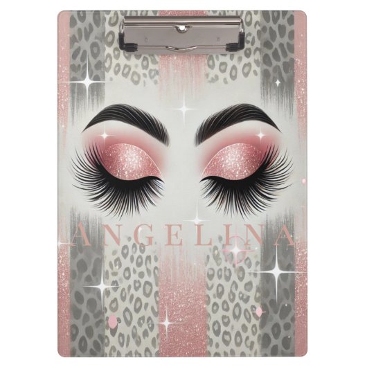 Pink Glitter Wimpern Klemmbrett (Vorderseite)