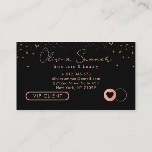 Pink Glittering Hearts Loyalty Card Visitenkarte (Rückseite)