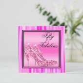Pink Glittery Stilettos & Music Fabulous 50 Einladung (Stehend Vorderseite)