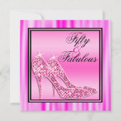 Pink Glittery Stilettos & Music Fabulous 50 Einladung (Vorderseite)