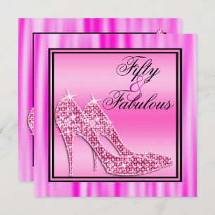 Pink Glittery Stilettos & Music Fabulous 50 Einladung
