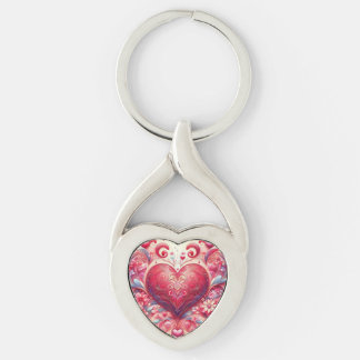 Pink Glittery Swirl Heart Keychain Schlüsselanhänger