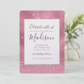 Pink Glitz Birthday Einladung (Stehend Vorderseite)