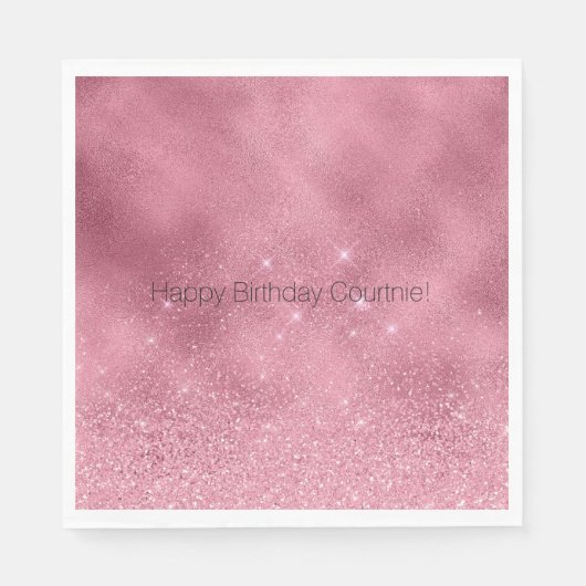 Pink Glitz Birthday Serviette (Vorderseite)