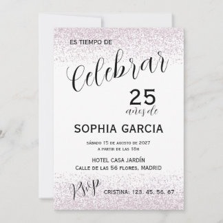 Pink Glitz Celebrar 25 Años Geburtstag Einladung