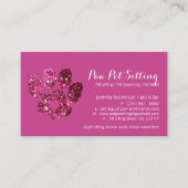 Pink Glitz Dog Katze Grooming Pet Sitter Paw Visitenkarte (Vorderseite)