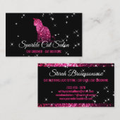 Pink Glitz Glam Starlust Cat Visitenkarte (Vorne/Hinten)