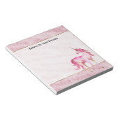 Pink Glitz Glitter Unicorn Notizblock (angewinkelt)