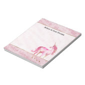 Pink Glitz Glitter Unicorn Notizblock (Rotiert)