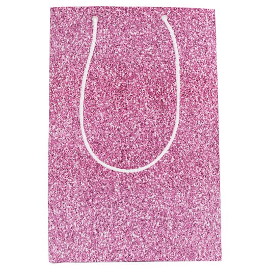 Pink Glitz Glitzer Mittlere Geschenktüte (Vorderseite)