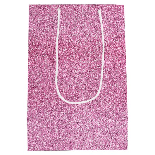 Pink Glitz Glitzer Mittlere Geschenktüte (Rückseite)