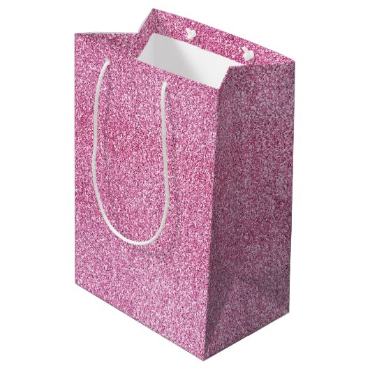 Pink Glitz Glitzer Mittlere Geschenktüte (Rückseite Schrägansicht)