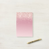 Pink Glitz Glitzer Ombre Post-it Klebezettel (Auf Schreibtisch)