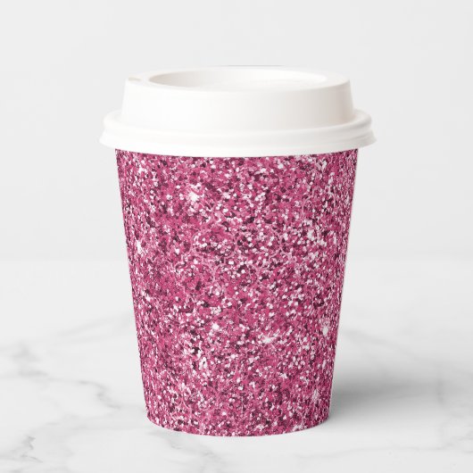 Pink Glitz Glitzer Pappbecher (Rückseite)