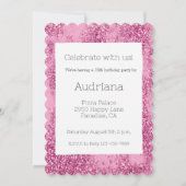 Pink Glitz Glitzer Sparkle 16. Geburtstag Einladung (Vorderseite)