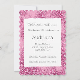 Pink Glitz Glitzer Sparkle 16. Geburtstag Einladung