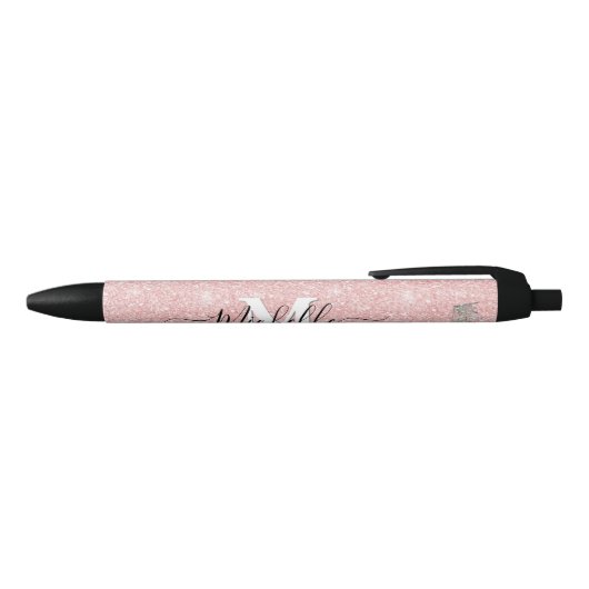 Pink Glitz Monogram Crown Custom Autograph Pen Kugelschreiber (Oberseite)