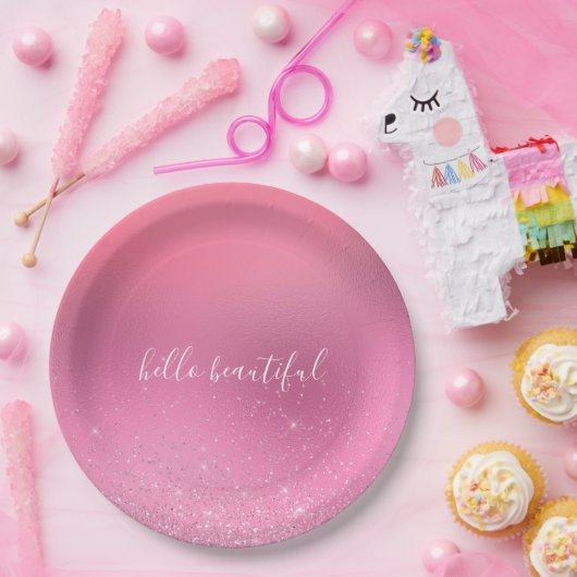 Pink Glitz Pappteller (Party)