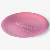 Pink Glitz Pappteller (Schrägansicht)