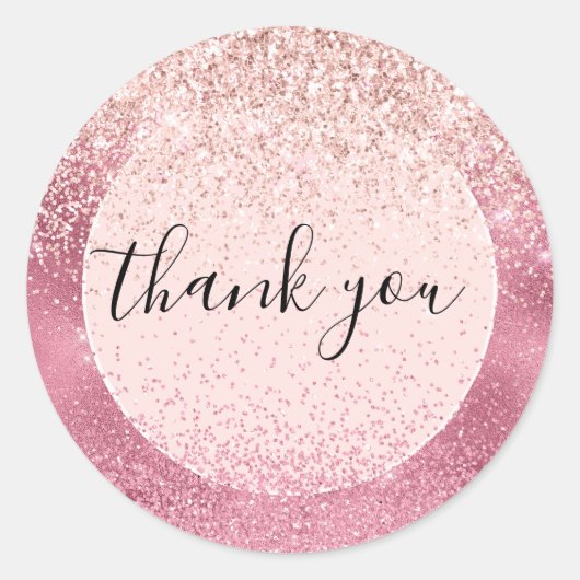 Pink Glitz Vielen Dank Runder Aufkleber (Vorderseite)