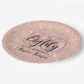 Pink Glitzer`80. Geburtstag Papier Teller (Schrägansicht)