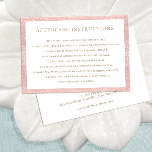 Pink Glitzer AfterCare für Lash Extensions Salon Visitenkarte