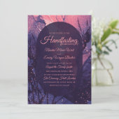 Pink Glitzer Alternative Gothic Luxury Handfasts Einladung (Stehend Vorderseite)