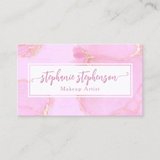 Pink Glitzer Aquarell Fashion Stylist Moderner Visitenkarte (Vorderseite)