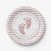 Pink Glitzer Baby Feet Babydusche Personalisiert Pappteller (Vorderseite)